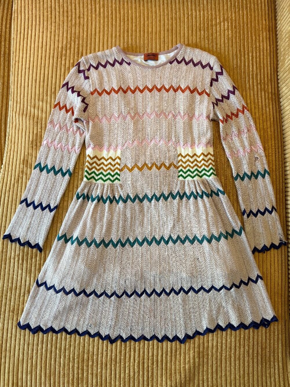 AUTHENTIC MISSONI Mainline Made in Italy Zigzag Chevron Knit Dress